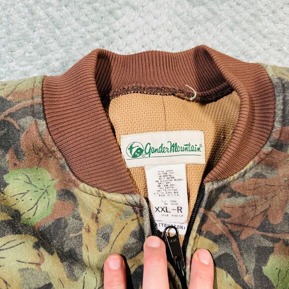 Vintage Gander Mtn Camo Leaf Retro Fullzip Bomber Jacket Mens 2XL - Picture 4 of 6